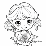 Cute Cartoon Peony Coloring Pages for Children 1