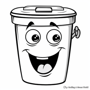 Cute Cartoon Trash Can Coloring Pages 1