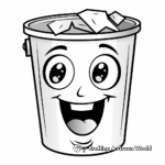 Cute Cartoon Trash Can Coloring Pages 2