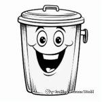 Cute Cartoon Trash Can Coloring Pages 3