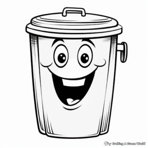 Cute Cartoon Trash Can Coloring Pages 3