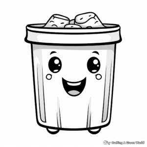 Cute Cartoon Trash Can Coloring Pages 4