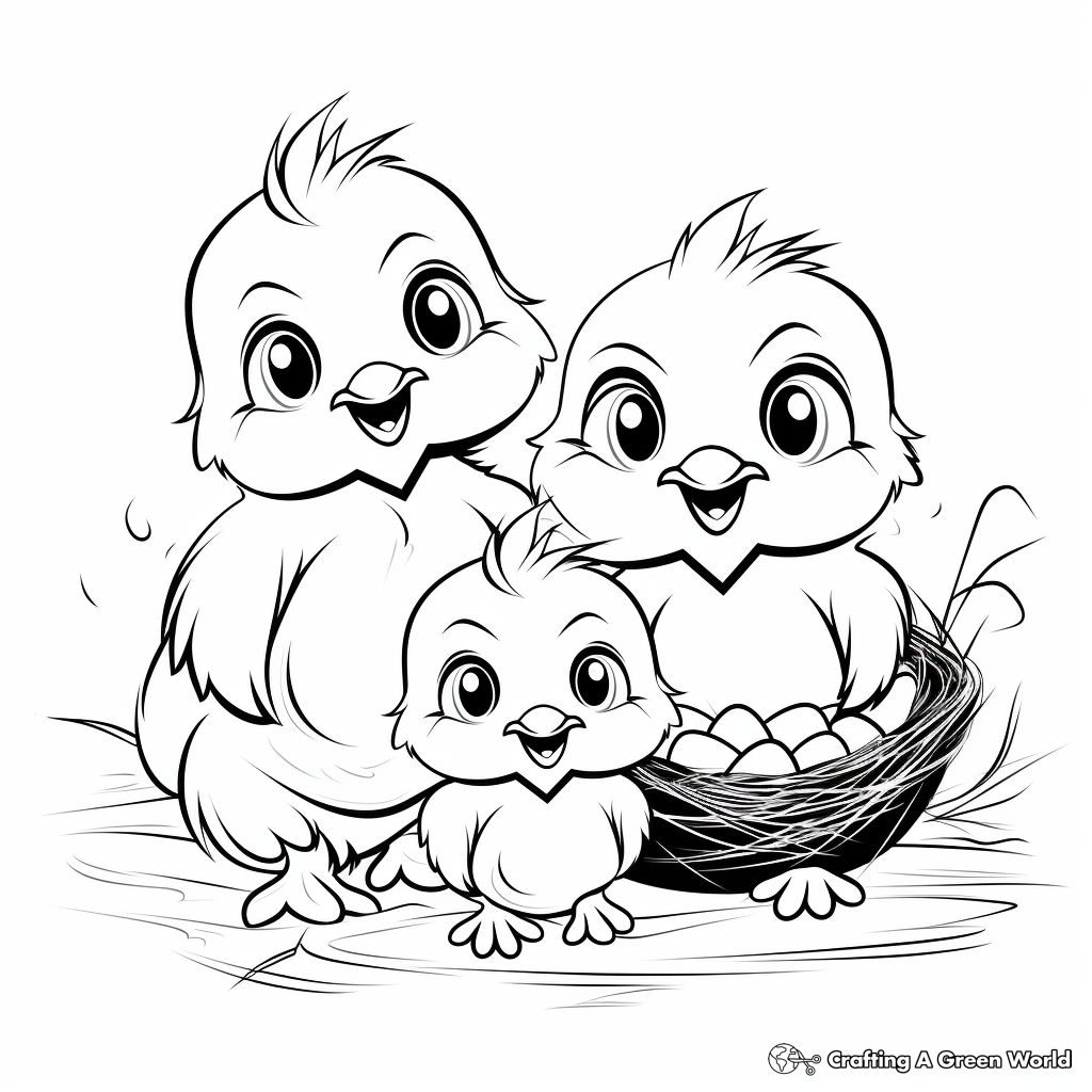 Cute Chicks and Bunnies April Coloring Pages 2