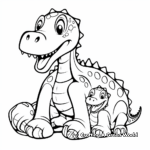 Cute Diplodocus Dinosaur Cuddling Coloring Pages 1