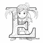 Cute E for Elf Coloring Pages for Kids 1