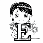 Cute E for Elf Coloring Pages for Kids 2