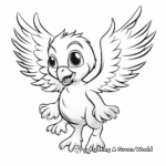 Cute Eagle Chick Mid-flight Coloring Pages for Children 1