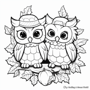 Cute Fall Owlets Coloring Pages 2