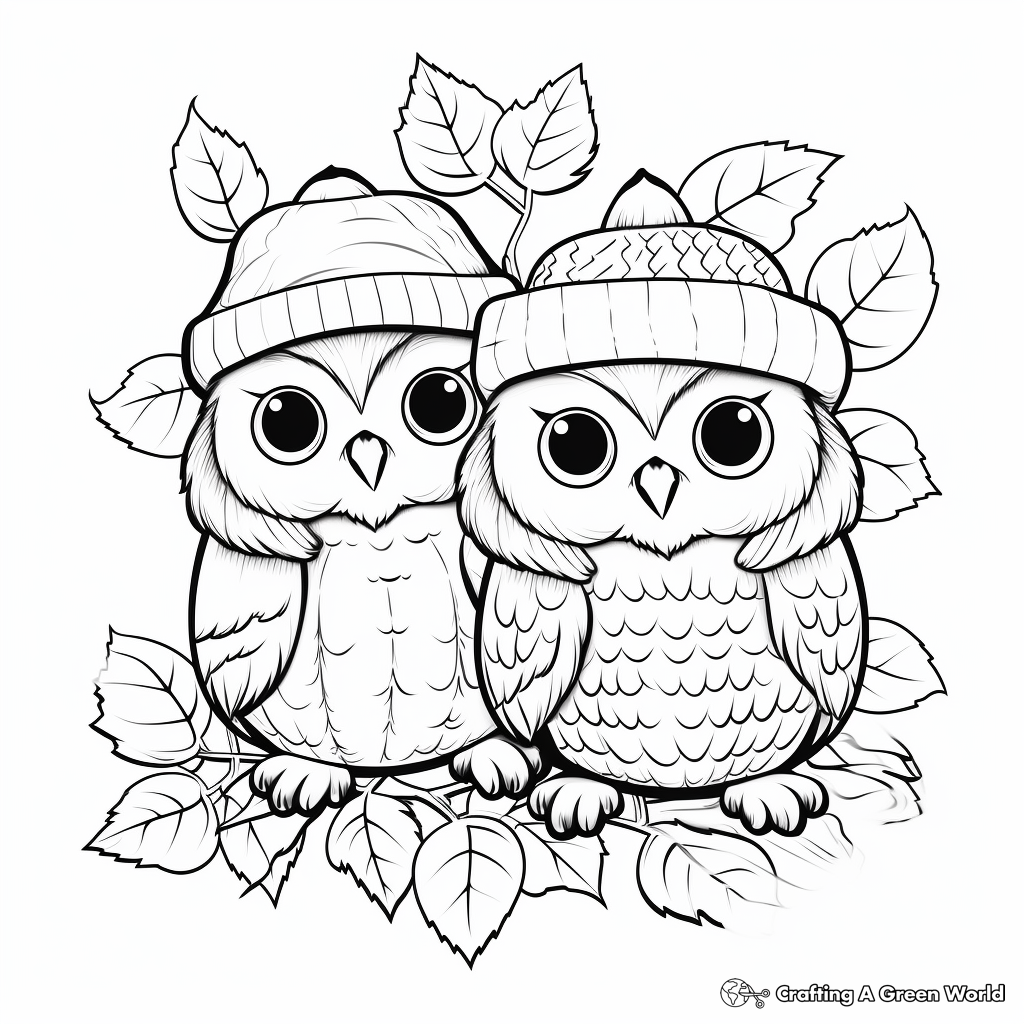Cute Fall Owlets Coloring Pages 4
