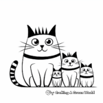 Cute Family of Striped Cats Coloring Pages 1