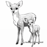 Cute Fawn and Mother Coloring Pages 2