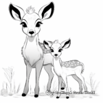 Cute Fawn and Mother Coloring Pages 3