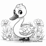 Cute Flamingo Coloring Pages with Flower Backgrounds 2