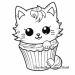 Cute Kitten in a Cupcake Coloring Pages 3