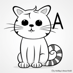 Cute Lowercase A with Animals Coloring Pages 1