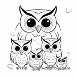 Cute Owl Family Coloring Pages: Male, Female, and Chicks 1