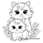 Cute Persian Cats and Daisy Flower Coloring Pages 3