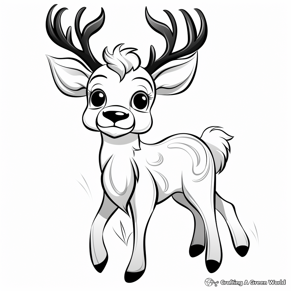 Cute Reindeer Coloring Pages for Children 1