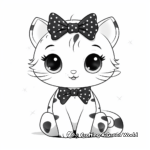 Cute Scottish Fold Cat with Polka-dot Bow Coloring Pages 1