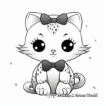 Cute Scottish Fold Cat with Polka-dot Bow Coloring Pages 3