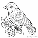 Cute Sparrow and Rose Coloring Pages 4