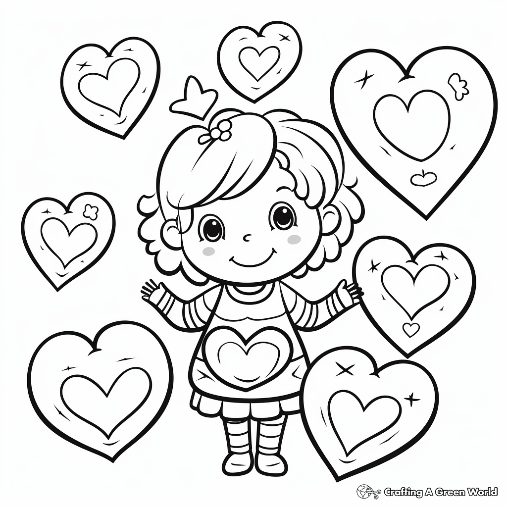 Cute Toddler's Valentine Heart Coloring Pages 1