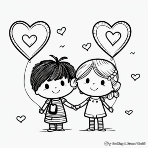 Cute Toddler's Valentine Heart Coloring Pages 4