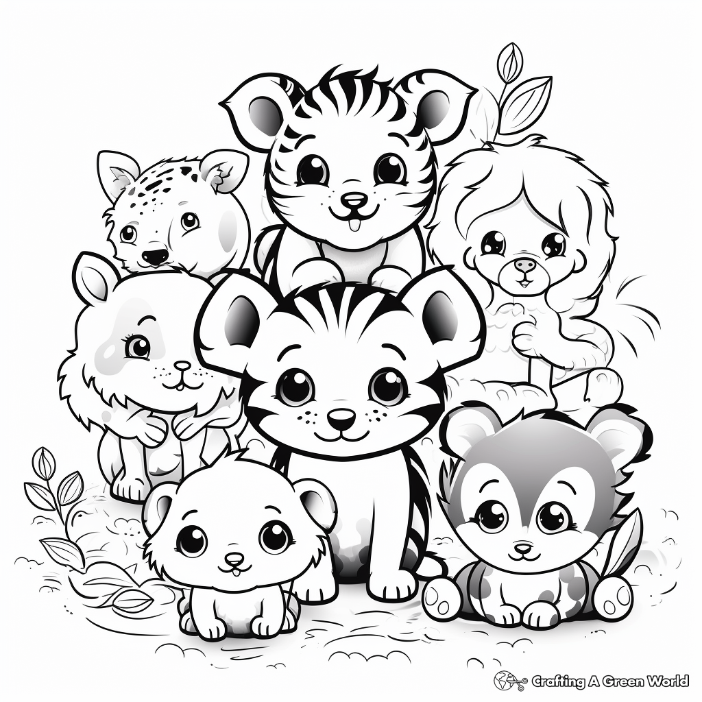 Cute Vector Animal Coloring Pages 1