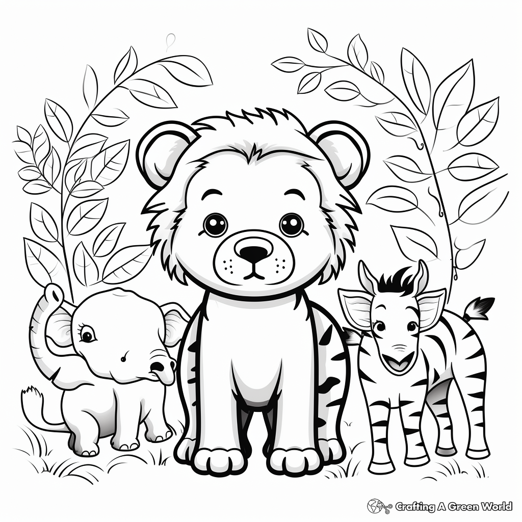 Cute Vector Animal Coloring Pages 4