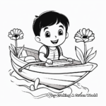 Dibujos animados de barcos de remos para colorear para niños 1