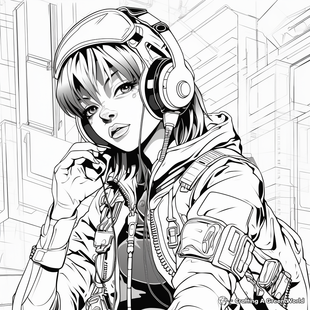 Cyberpunk Neon Digital Art Coloring Pages 3