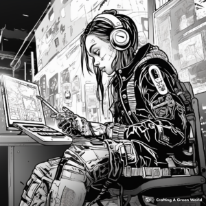 Cyberpunk Neon Digital Art Coloring Pages 4