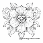 Daffodil and Heart Detailing Coloring Pages 3