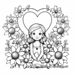 Daisy Love Heart Coloring Pages for Kids 2