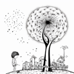Dandelion in Different Seasons: Multi-Scene Coloring Pages 3