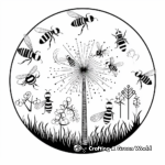 Dandelion with Insects Coloring Pages: Bees, Butterflies, and Beetles 1