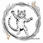 Daring Tiger Jumping Through Fire Hoops Coloring Pages 1
