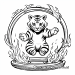 Daring Tiger Jumping Through Fire Hoops Coloring Pages 3