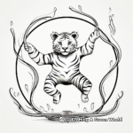 Daring Tiger Jumping Through Fire Hoops Coloring Pages 4