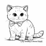 Dashing British Shorthair Cat with Bow Coloring Pages 2