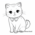 Dashing British Shorthair Cat with Bow Coloring Pages 4