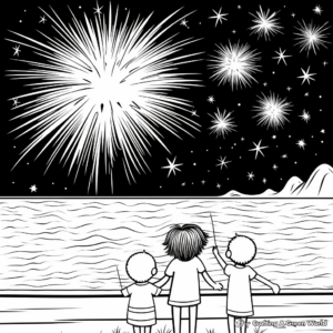 Dazzling Fireworks on Summer Night Coloring Pages 1