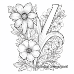 Decorative Floral Alphabet Coloring Pages for Adults 3