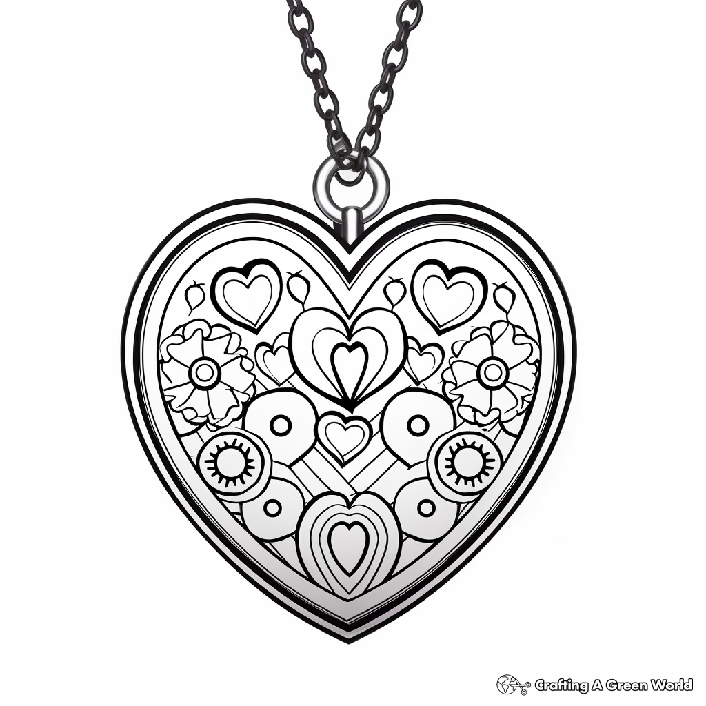Decorative Heart-Shaped Locket Coloring Pages 2
