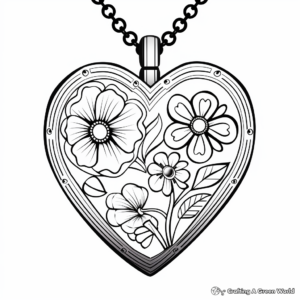 Decorative Heart-Shaped Locket Coloring Pages 3
