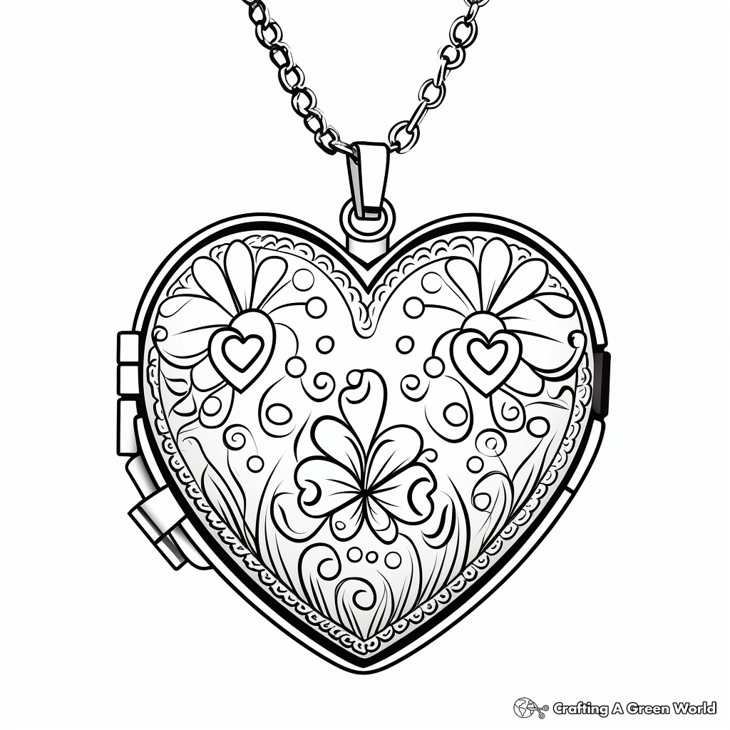 Decorative Heart-Shaped Locket Coloring Pages 4