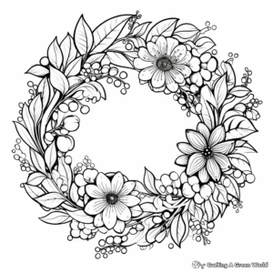 Decorative Spring Wreath Coloring Pages 3