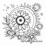 Decorative Sunflower and Sun Coloring Pages 3