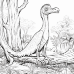 Deinonychus in the Jungle: Forest Scene Coloring Pages 2