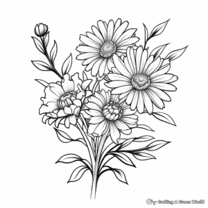 Delicate Aster Flower Autumn Coloring Pages 1